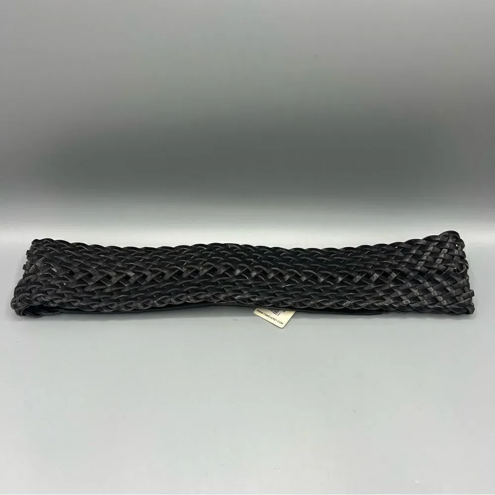 Forever 21 Black Wide Braided Buckle Belt